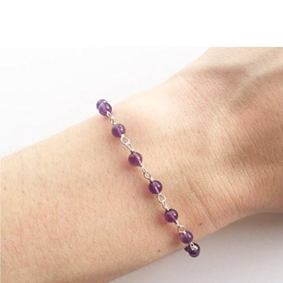 Purple Amethyst Beaded Bracelet - Picture 1 of 6